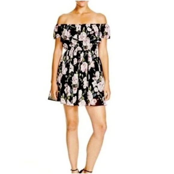 Lucy Paris Off The Shoulder Rosette Mini Dress Red main image 0